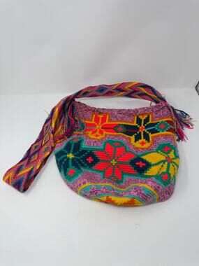 WAYUU COLUMBIA Women's Handmade Large Colorful Mochila Tote Bag